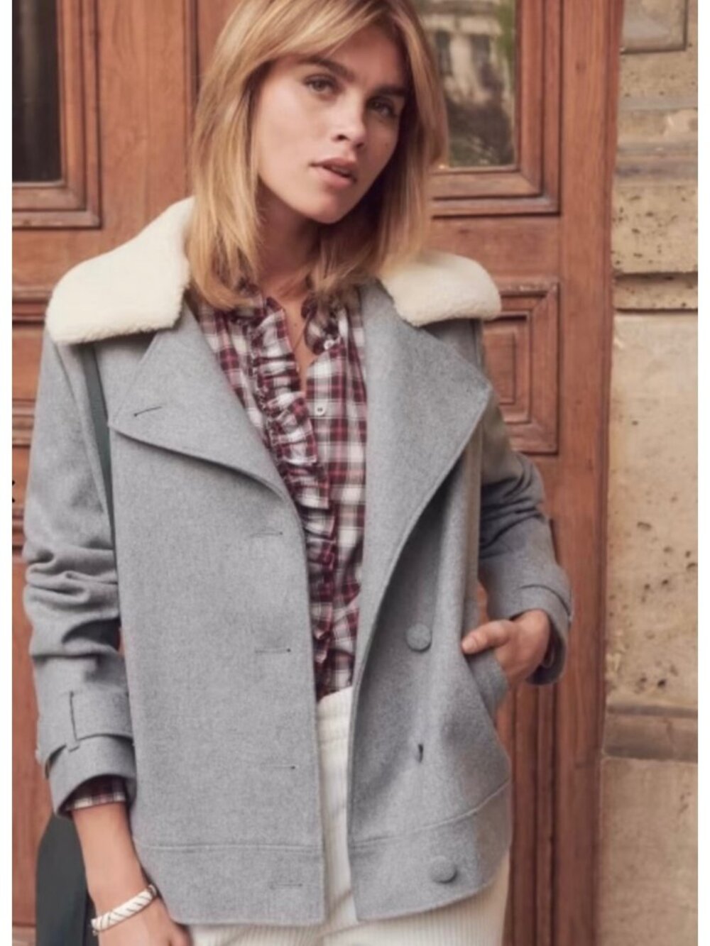 Like NU Sezane Hamptons wool Coat grey SZ40 bust 42 US8